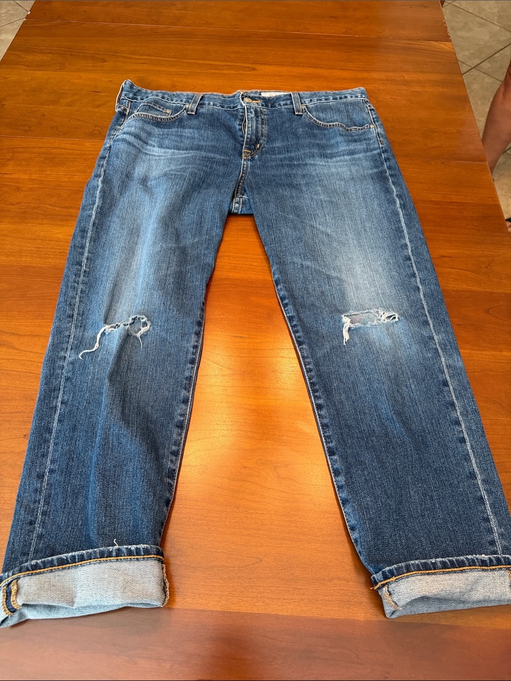 Ag Adriano Goldschmied Women's Boyfriend Jeans - Blue Distressed